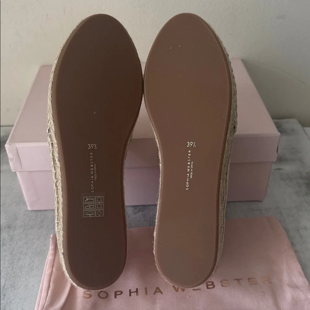 Sophia Webster Leather Butterfly Espadrilles Heirloom Rose Cream Sz.39.5 EU
